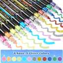 2 x 12 Colors Acrylic Paint Markers, 6 Glitter & 6 Neon Fluorescent Pens, Innovative Light-Valve Tech for Instant Flow, Fine Chisel Tip Paint Pens for Journaling, Rock Painting, Cards & DIY Projects