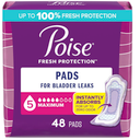 Poise Incontinence & Postpartum Pads for Bladder Leaks, 5 Drop Maximum Absorbency, Regular Length, 48 Count