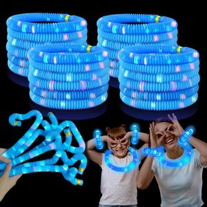 24 PCS Blue Glow Sticks for Kids,Light Up Pop Tubes Party Favors for Toddlers,Easter Basket Goodie Bag Stuffers,Birthday Mardi Gras Parade Throws Non Candy Treats Prizes Toys Gifts for Boys Girls