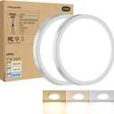 2PACK LED Flush Mount Ceiling Light, 3000K-4000K-6500K & 100W Equivalent Modern Kitchen Recessed Ceiling Lamp 15W 1500Lm 7.5 Inch for Bathroom Closet Laundry Bedroom, White