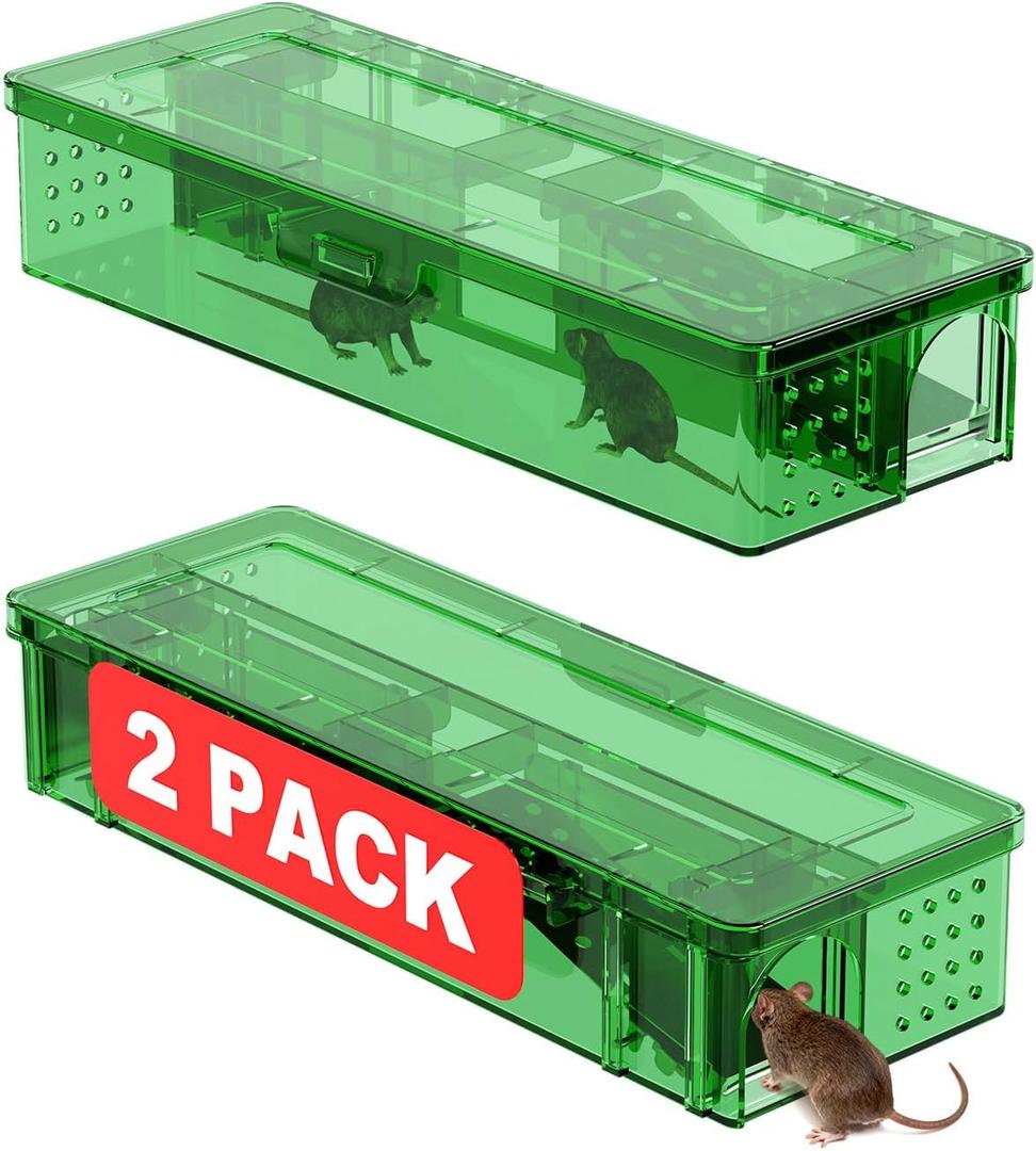 Multi-Catch Humane Mouse Traps 2 Pack,Dual Entrance Design,No Kill Live Catch and Release,Indoor for Home/Outdoor,Easy to Use & Clean