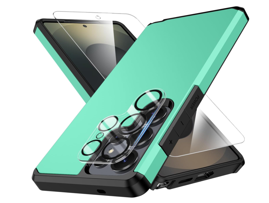 ibvehed for Samsung Galaxy S25 Ultra Phone case with Tempered Glass Screen Protector+Camera lens Protector,for Samsungs S25 Ultra Phone case,Silicone Durable Armor for Samsung Galaxy S25 Ultra case, Mint