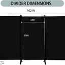 Room Divider 3-Panel Privacy Screen, Portable Screen Steel Frame with Hook&Loop for Home, Office, Classroom, Studio, Meeting (Black