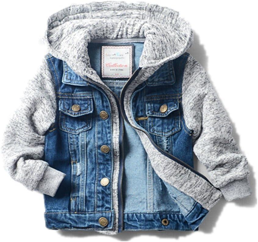 LJYH Boys' and Girls Basic Denim Trucker Jackets Children Fall Hoodies Trendy Jeans Coats 9/10yrs 140cm'' }