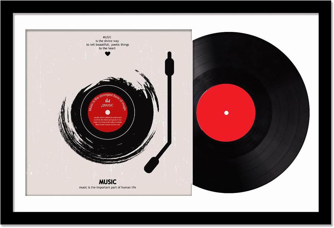 Fxojyvo Vinyl Record Frame for the Wall Display Album Cover, Black 16x24 Frame for any 12 Inch LP Record with Cover - 1 Pack/Black
