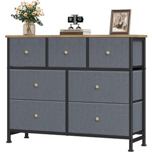 OLIXIS 7 Drawer Fabric Dresser, Storage Tower for Bedroom and Closet, 11.8"D x 39.4"W x 30.1"H