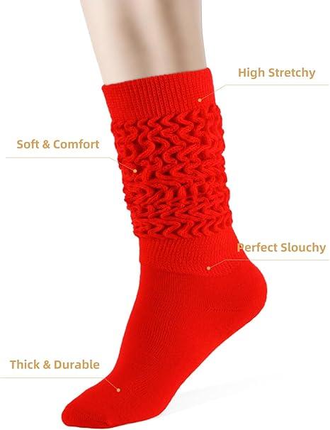 HONGTEYA Slouchy Socks for Women, Knee High Boot Socks Scrunch Leg Warmers, Soft Cozy Valentines Day Gifts for Her (One Size Tall)