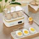Rapid Egg Cooker Electric 6 Eggs Capacity, Soft, Medium, Hard Boiled, Poacher, Omelet Maker Egg Poacher With Auto Shut-Off, BPA Free-White