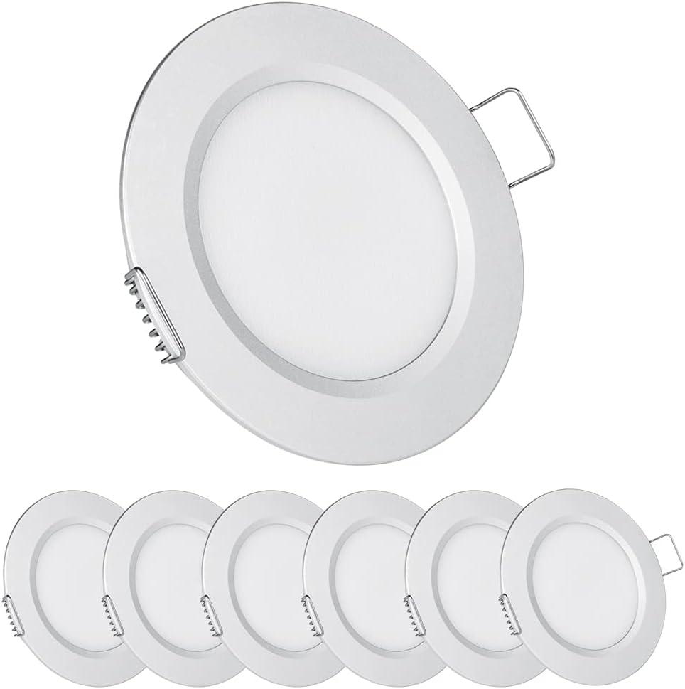 acegoo RV 2.75" Recessed LED Ceiling Light 12V Ultra-Thin Puck Light, Dimmable RV Lights Interior for Camper Van Truck Motorhome Boat Sailboat Roof Under Cabinet Lighting, 6 Pack (Sliver,Cool White)