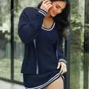 TQD Tennis Dress for Women Athletic Striped Knitted Sweater Tank Mini Active Casual Club Golf Dresses 2026 Trendy Navy S