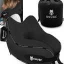 SNUGL Travel Pillow – Memory Foam Pillows - Neck Pillow for Airplane with Carry Bag & Clip – Neck Support Pillows for Pain Relief - Airplane Travel Essentials (Adult Regular - Black)