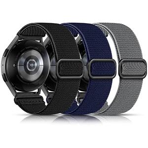 Lerobo Elastic Bands Compatible with Samsung Galaxy Watch 7 6 5 40mm 44mm/Watch 6 Classic 43mm 47mm/Watch 4 Classic Band 42mm 46mm/Active 2,3 Pack 20mm Soft Adjustable Nylon Breathable Sport Band