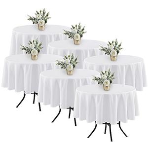 Fitable 6 Pack White Round Table Clothes - 70 Inches in Diameter - Stain Resistant and Washable Tablecloths, Polyester Fabric Table Covers for Wedding, Party, Banquet, Gathering