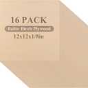 16 Pcs Baltic Birch Plywood 1/8" Plywood Sheets 12" x 12" Inch Thick Birch Unfinished Wood for Arts and Crafts, DIY Projects, Drawing, Painting, Laser, Wood Engraving