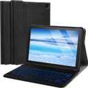 Case with Keyboard for Amazon Fire HD 8 & 8 Plus (2024 Release), Detachable Rechargeable Backlit Keyboard Case with Type-C Cable for HD 8 14th (Black)