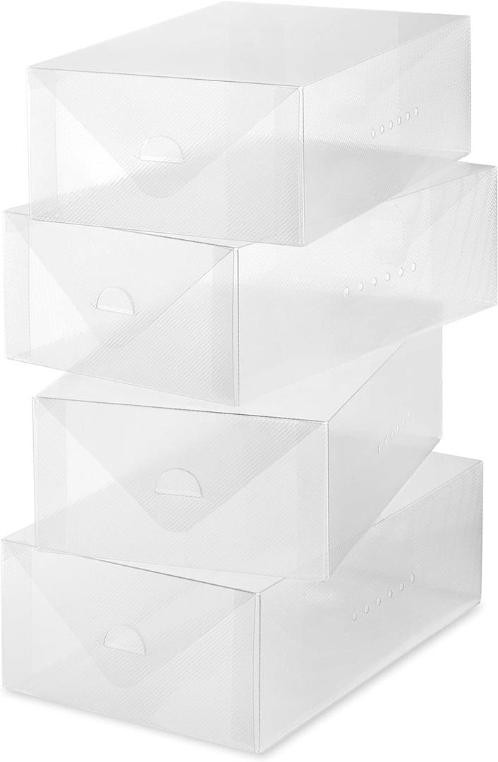 Whitmor Clear Vue Women's Shoe Box, Set of 4, White, 4 Count