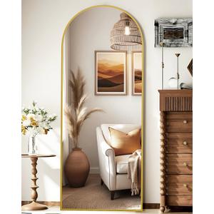 SUNQUEEN 58"x19" Floor Mirror Full Length, Arched Full Length Mirror with Stand, Full Body Mirrors for Bedroom Living Room or Cloakroom Gold
