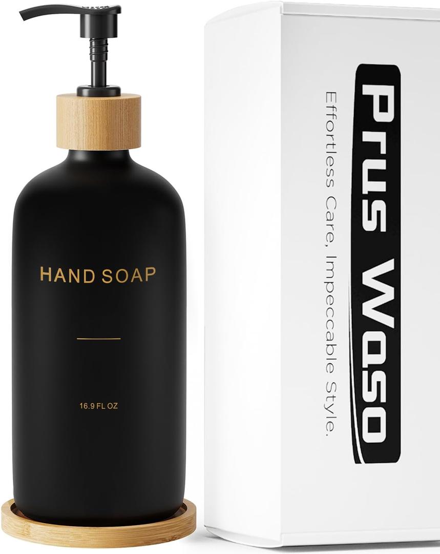 Matte Black Soap Dispenser, Hand Soap Dispenser for Kitchen Sink, Handsoap Dispenser for Bathroom. (Black & Hand)