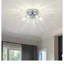 CM MZY Sputnik Flush Mount Ceiling Light Fixture, 6Light Chrome Firework Ceiling Lights, 19.6" Modern Chandeliers Close to Ceiling Lamp for Bedroom Kitchen Hallway Entryway, G9 Socket