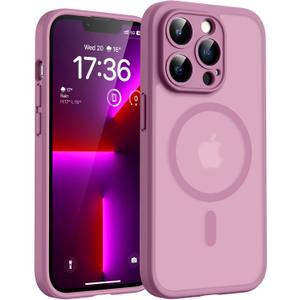 TOCOL Magnetic for iPhone 13 Pro Max Case, Upgraded Full Camera Protection, Compatible with Magsafe, Drop Protection, Translucent Matte Back for iPhone 13 Pro Max 6.7 inch (Lilac Purple)