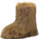 Haifago Women's Fur Boots Fluffy Furry Short Boot, Fashion Fuzzy Winter Warm Snow Booties for Shopping Travel (7, Brown)