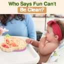 Bamboo Plates for Kids - Baby & Toddler Plates with Suction for Feeding & Weaning, Eco-Friendly Bear Design Promotes Self-Feeding, Ideal for Busy Moms & Dads, Sturdy & BPA-Free (Pink)