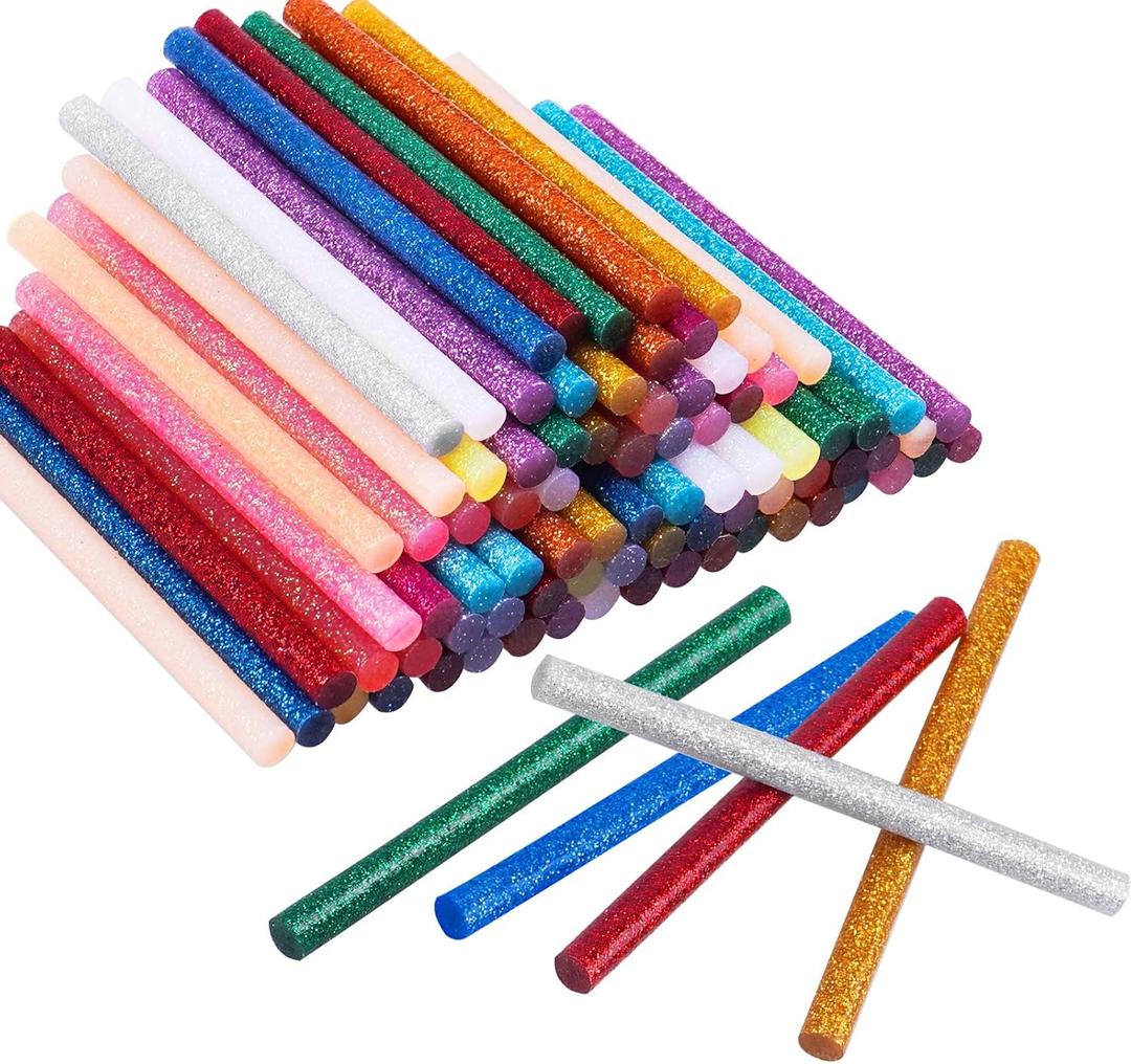Gwybkq Mini Glitter Hot Glue Sticks 14 Colored for DIY Art Craft,4 inches 80 pcs