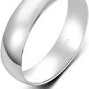 BORUO Silver Ring - 925 Sterling Silver Rings for Women - 14K Gold Plated Waterproof Wedding Band - Elegant Stacking Silver Band For Women and Men - Gifts for Special Occasions 4mm, 6mm Ring Size 4-15