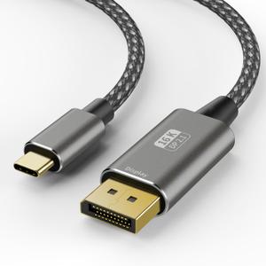 USB C to DisplayPort 2.1 Cable 6FT 16K@30Hz 8K@120Hz 4K@240Hz , 40Gbps High-Speed Type-C to Display Port Cord, USB-C to DP Wire for Thunderbolt 3/4/5, iPhone 16/15, Galaxy S24, MacBook Pro/Air, iPad