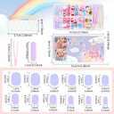 120Pcs Press on Nails for Kids Colorful Short Fake Nails for Children Cake Glue on Nails Acrylic Full Cover False Nail Art Sweetmeats Candy Stick on Nail Kits for Girls Kid Manicure