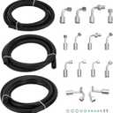 17PCS Air Conditioning Hose & Fitting Kit, Universal Air Conditioning Extended Length Hoses Includes 6.5ft #6#8#10 AC Hoses and #6#8#10 AC Fittings (17psc)
