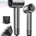 Hair Dryer - Negative Ionic Blow Dryer with 150000 RPM High Speed Brushless Motor for Fast Drying, Low Noise, HD Display Hair Dryer with Diffuser and Nozzle, 5 Temps & 2 Speeds