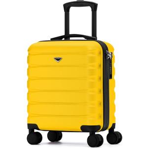 Flight Knight Carry On Suitcase 18x14x8" Hardside Built In TSA Lock & USB Port Lightweight Luggage Silent Double Spinner Wheels Maximum Underseat Carry-On Bag For American & United Approved Airlines (Yellow)