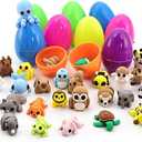 Easter Basket Stuffers 35pcs Easter Eggs Fillers with 3D Printed Articulated Animal Toys Basket Stuffers for Boys and Girls, Easter Egg Hunt, Goodie Bag Fillers, Classroom Prize Supplies, Party Games