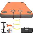 VOFiTNY Inflatable Floating Dock, Swim Platform Floating Dock for Lakes, Lake Floats for Adults, Island Raft Mat for Lake Beach Ocean, Non-Slip Surface (8ft x 6ft x 6", Steeple Gray+Orange)