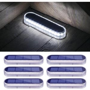 Honalia Solar Powered Driveway Lights, 6 Pack IP68 Waterproof Solar Dock Deck Lights Outdoor, White Stick on Markers Lights for Step, Stair, Sidewalk, Garden, Pathway, Patio, Walkway, Pool