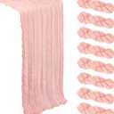 8 Pack Blush Pink Table Runner Cheesecloth 10Ft Spring Gauze Cheese Cloth Table Runner 120 Inch Boho Sheer Rustic Fabric for Holiday Party Decor Bridal Baby Shower Wedding Decoration