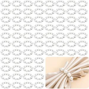 72Pcs Pearl Napkin Rings Imitation Pearl Ring Napkin Holder Delicate Silver Beaded Serviette Buckles for Wedding Christmas Dinner Banquet Decor Party Table Settings
