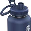 Takeya Actives Stainless Steel Water Bottle, Insulated Spout Lid, Keeps Drinks Cold 24 Hrs, Leakproof, Durable, Dishwasher Safe, Ideal for Gym, Travel, Fits Most Cup Holders, 40 oz/Midnight Blue
