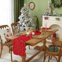 Christmas Trees Red Soft Plush Faux Fur Jacquard Gold Sequin Glitter Christmas Table Runner, Holiday Kitchen Dining Table Fireplace counters Decoration for Home Party Decor 13x90 Inch