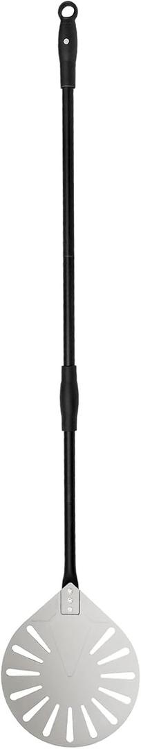 G.a HOMEFAVOR 9" x 10" Perforated Pizza Peel 47 Inch overall, Rectangular Aluminum Pizza Turning Peel with Extended Silcone Handle for Baking Pizza Brick Oven