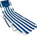 Ostrich Beach Lounge Chair, Folding & Reclining Outdoor Chaise Lounger, Blue/White Striped - Portable Adjustable Recliner Chair for Lawn, Pool, Patio, Garden, and Yard