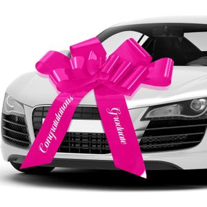 Chunful 30 Inch Graduate Car Bow Large Gift Bow for Cars 2026 Congratulations Graduate Decoration Gift Wrapping Ornament for Present Birthday Party (Rose Red)