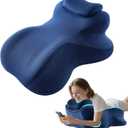 xiaomubiao X‑Large Adaptive Hip Wedge Pillow for Couples Adults, Firm Memory Foam Ergonomic Support, Multi‑Use Reading Pillow for Bed Sitting Resting Leg Elevation, Removable Washable Blue Cover