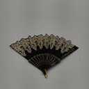 Handheld Chinese Folding Fan Hand Fans for Women Foldable Bulk for Party Wedding Church Dancing (Black)