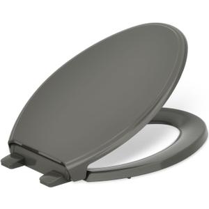 KOHLER 4733-RL-58 Glenbury ReadyLatch Quiet Close Elongated Toilet Seat, Soft Close Toilet Seats, Thunder Grey