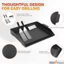 BBQ Future Universal Griddle for Gas Grill with spatula set, 18" x 14" Nonstick Cast Iron Outdoor Gas Grill Griddle Insert, Large BBQ Flat Top Plate fits Electric/Stove Accessories
