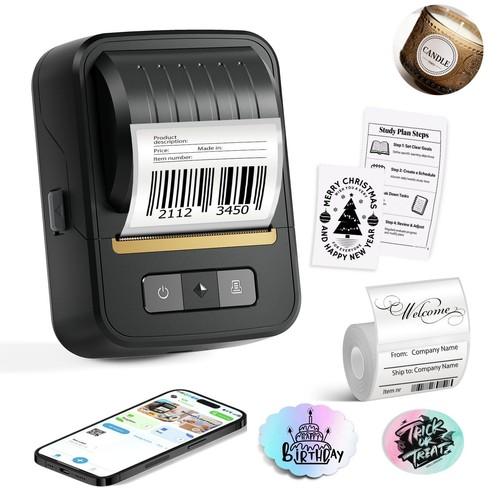 Label Maker Machine with Tape, Bluetooth Thermal Label Printer for Small Business, Address, Barcode, Logo, Clothing, Label Makers for Office Home School