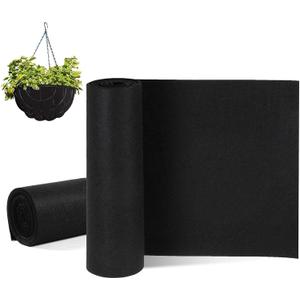 Hahafelt 2 Rolls 12x120 Inch Felt Liner Roll Fabric Planter Natural Coconut Non Woven Black Liner Sheets Plant Potting for Garden Planters Flower Basket Animal Pets