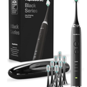 Aquasonic Black Series Ultra Whitening Toothbrush – ADA Accepted Electric Toothbrush 8 Brush Heads & Travel Case – 40,000 VPM Electric Motor & Wireless Charging  4 Modes w Smart Timer